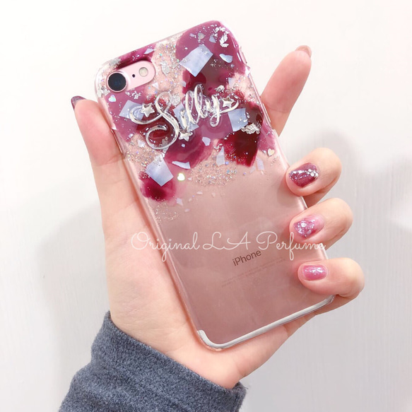 名入れ♡キラキラムーンシェルフレーク✨ピンク系 ラメ