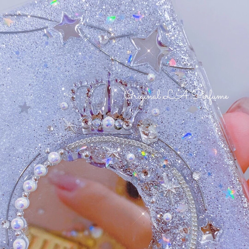 名入れ♡ミラー✨クラウンティアラ パール♡キラキラオリジナル✨iPhoneケース 名入れ♡ミラー✨クラウン ティアラ パール キラキラ オリジナル