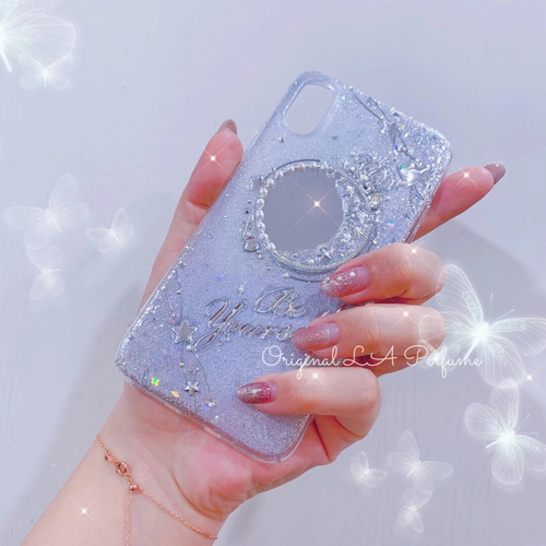 名入れ♡ミラー✨クラウンティアラ パール♡キラキラオリジナル✨iPhoneケース 名入れ♡ミラー✨クラウン ティアラ パール キラキラ オリジナル