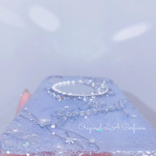 名入れ♡ミラー✨キラキラ クラウンティアラパール♡ イニシャル iPhone 紫 名入れ♡ミラー✨キラキラ クラウンティアラパール♡ イニシャル