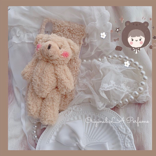 ふわふわ♡くまのぬいぐるみスマホケース✨ハンドメイド オーダー