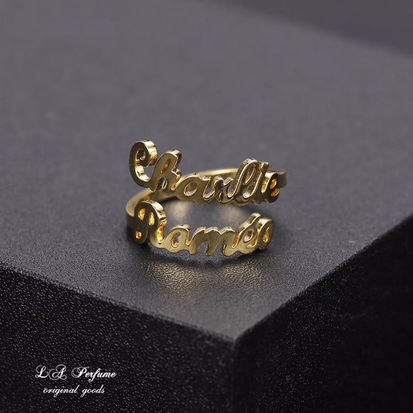 名入れ 二箇所文字入れ オリジナルシンプル カスタムリング