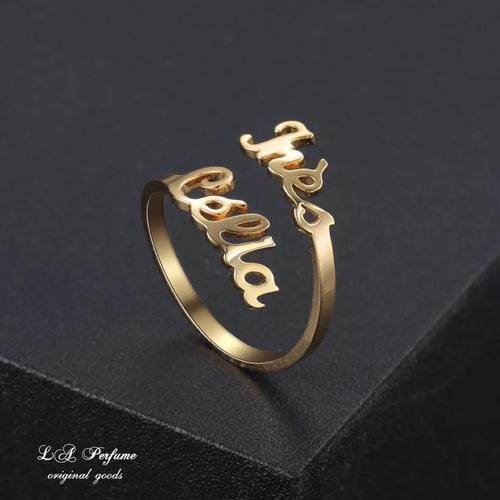 名入れ 二箇所文字入れ オリジナルシンプル カスタムリング