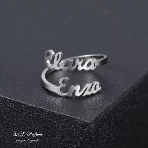 名入れ 二箇所文字入れ オリジナルシンプル カスタムリング