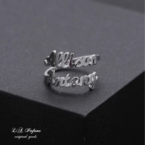 名入れ 二箇所文字入れ オリジナルシンプル カスタムリング