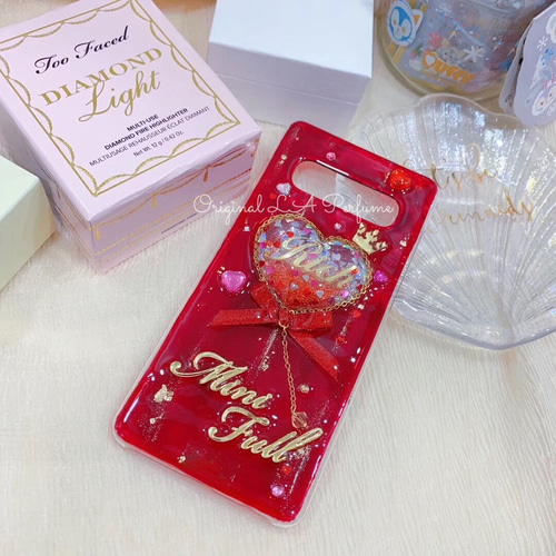 名入れ二箇所♡ぷっくりハート✨キラキラ金箔入り✨リボン