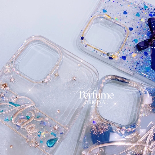 名入れ♡ニュアンスアートペイント✨キラキラグラデーション iPhoneケース 名入れ♡ニュアンスアートペイント✨パール キラキラフレーク入り