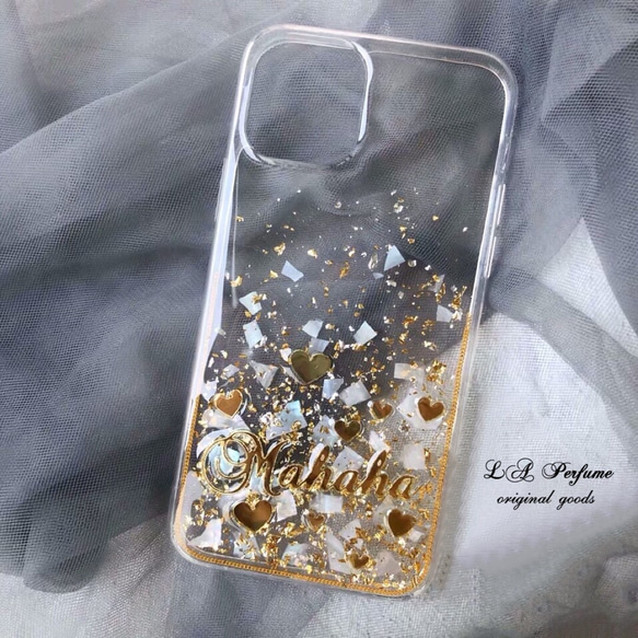 名入れ♡キラキラムーンシェルフレーク✨ピンク系 ラメ⭐︎iPhoneケース 名入れ♡キラキラムーンシェルフレーク✨ピンク系 ラメ