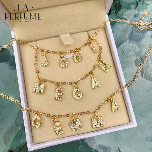 名入れ♡アンクレット キラキラ ゴージャス イニシャル ゴールド