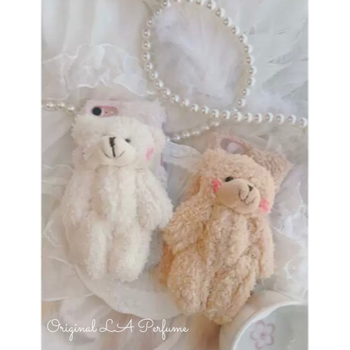 ハンドメイド♡オーダーメイド くまのぬいぐるみスマホケース✨ふわふわ♡ホワイト ふわふわ♡くまのぬいぐるみスマホケース✨ハンドメイド オーダー