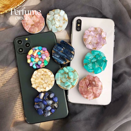 天然水晶砕石✨ポップソケット キラキラ オリジナル ポップソケット