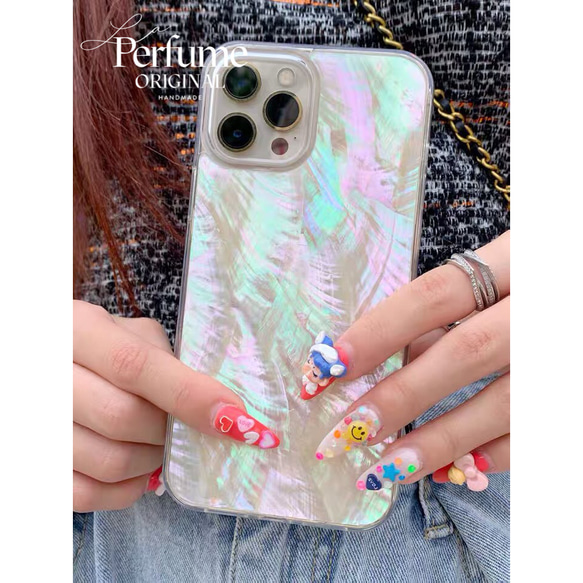 キラキラ天然シェル イエロー系カラー✨チェーン付 オリジナル iPhoneケース キラキラ天然シェル イエロー系カラー✨チェーン付 オリジナル iPhone