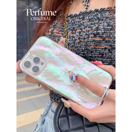 キラキラ天然シェル✨ホワイト系 オリジナル スマホケース【受注生産