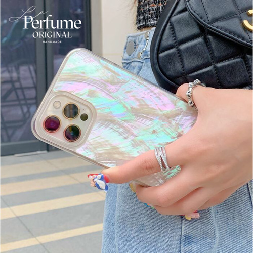 キラキラ天然シェル✨ホワイト系 オリジナル スマホケース【受注生産