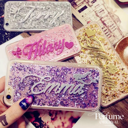 名入れ♡キラキラフレーク金箔入りスマホケースイニシャル