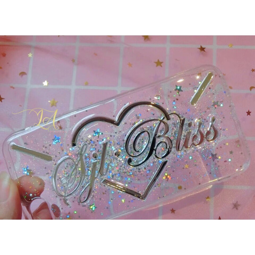 名入れ♡キラキラハートラブレターケースイニシャル 名前入り ラメ