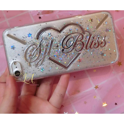 名入れ♡キラキラハートラブレターケースイニシャル 名前入り ラメ