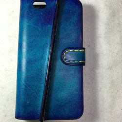 【オーダー制作】オリジナルiPhone X/8/7/SE/6/6sケース（ぼかし染色＋ホールド）左開き仕様 4枚目の画像