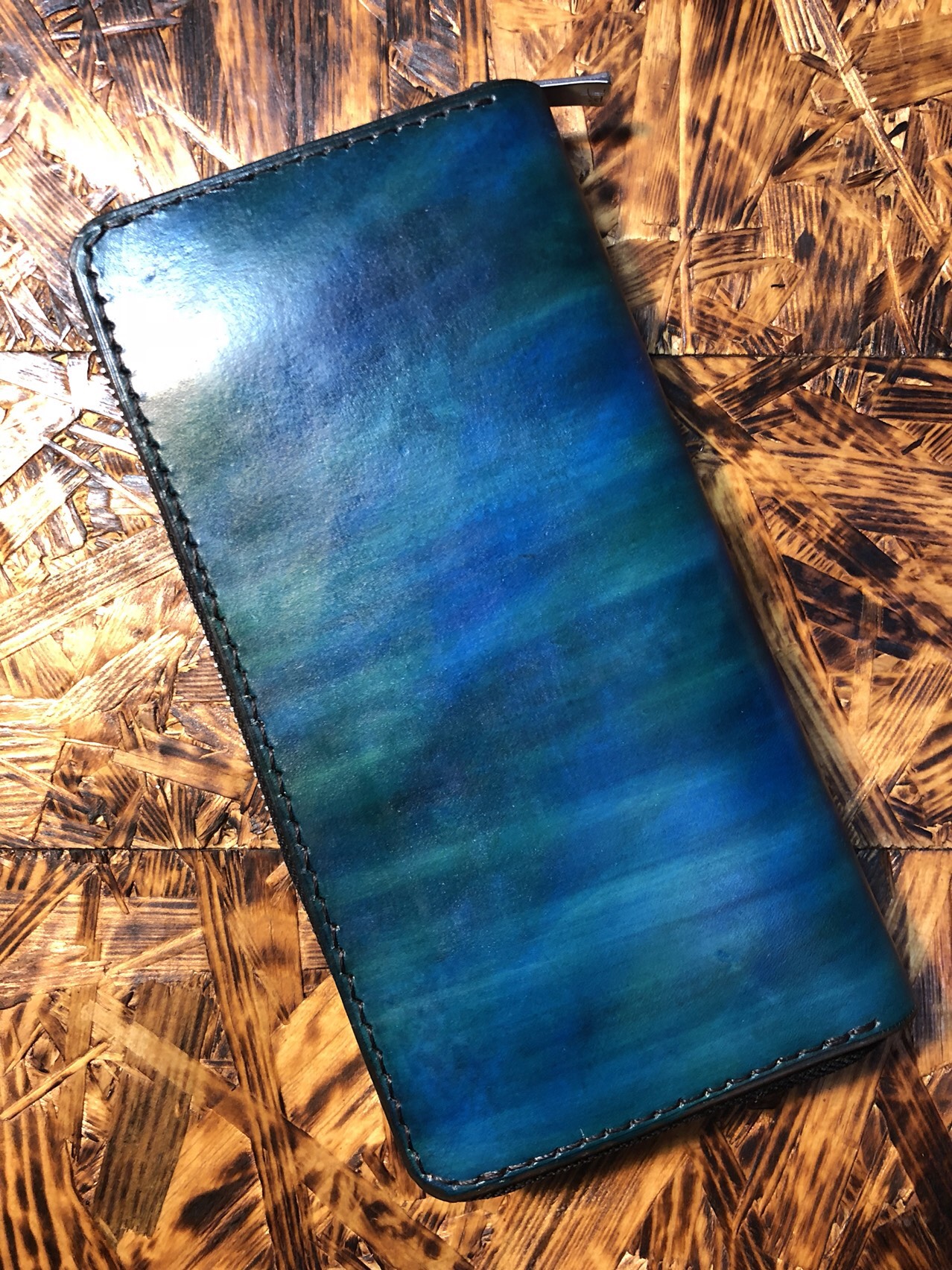 パティーヌ染めラウンドファスナーロングウォレット【オーダー制作】