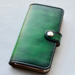 ☆ホヌ☆プルメリア☆本革スマホケース☆ハンドメイド☆オーシャン