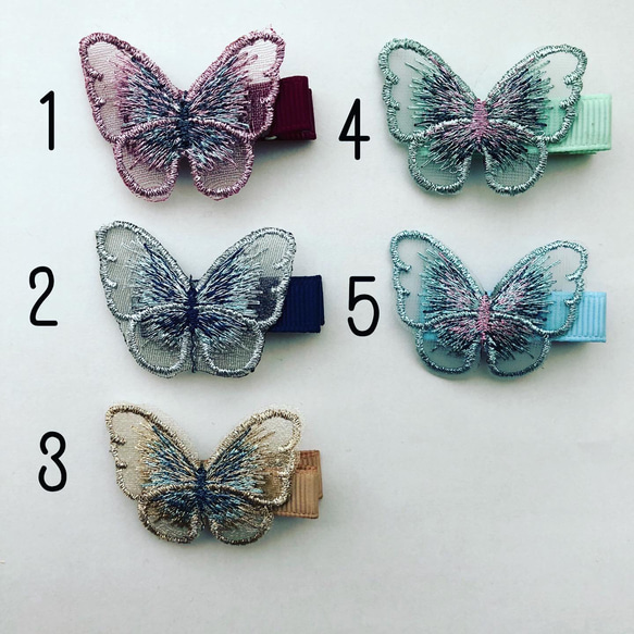 送料込み2つセット♩オーガンジーの蝶々のベビーヘアクリップ 6枚目の画像