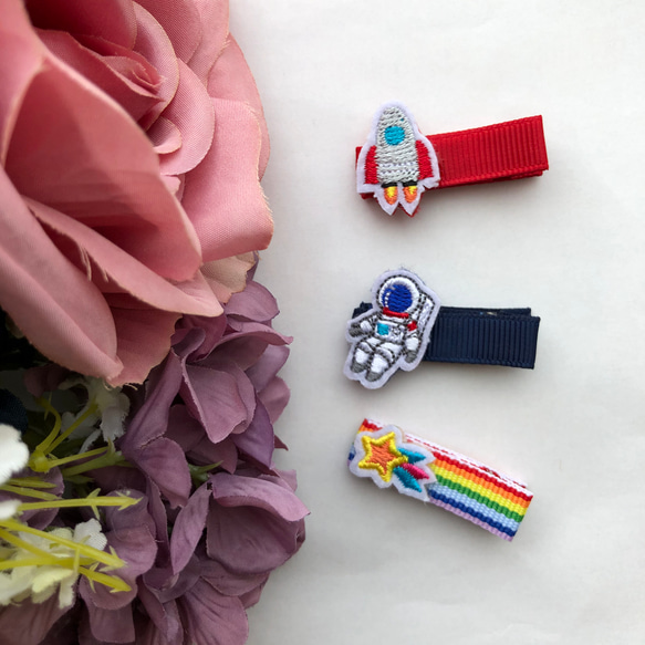 ヘアゴム ベビーヘアクリップ 宇宙飛行士 くま宇宙飛行士 送料込み3点