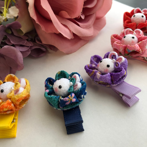 うさぎ紫お花♡ベビーヘアクリップ ヘアゴム うさぎ紫お花♡ベビーヘアクリップ ヘアゴム