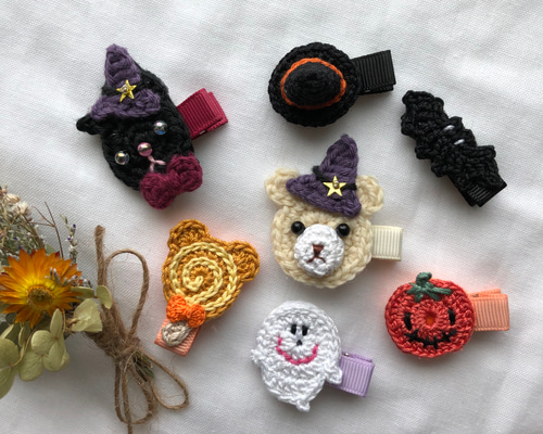 ベビーヘアクリップ ヘアゴム  ハロウィン ハンドメイド 97〗ハロウィン キラキラヘアクリップ | 【Love Note】꙳☆*ﾟ