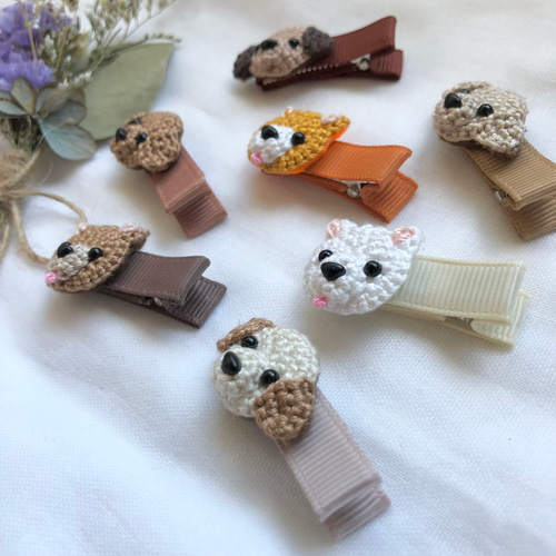 送料込み2つセット♩わんちゃん大好き集まれのベビーヘアクリップ