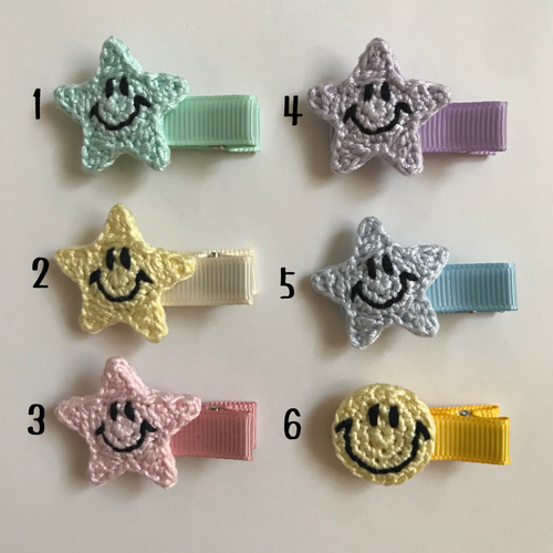 送料込み♡2つ選べるにこちゃんのベビーヘアクリップ 雑貨・その他