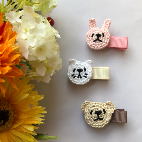 送料込み♡2つセット！編み動物のベビーヘアクリップ 雑貨・その他