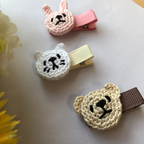 送料込み♡2つセット！編み動物のベビーヘアクリップ 雑貨・その他