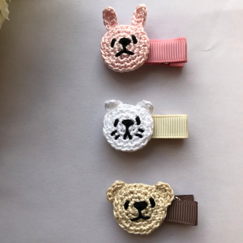 送料込み♡2つセット！編み動物のベビーヘアクリップ 雑貨・その他
