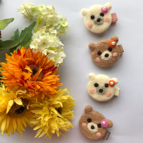 羊毛フェルトフルーツ☆ベビーヘアクリップ　ヘアゴム 羊毛フェルトフルーツ☆ベビーヘアクリップヘアゴム