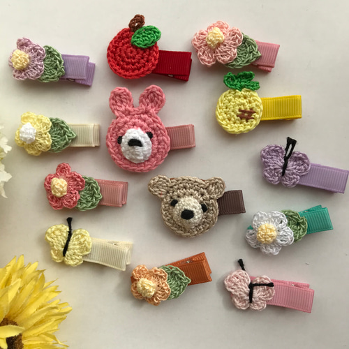 ニコニコくまさん♪】ベビーヘアクリップ キッズヘアクリップ ニコニコ