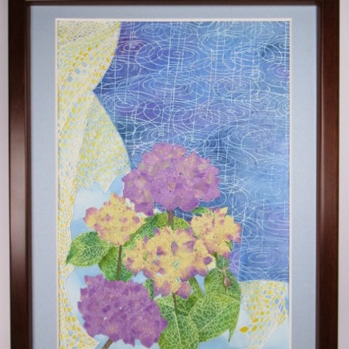 雨上がり」 紫陽花 梅雨 青空 傘 風 空色 絵画 hakumiru 通販