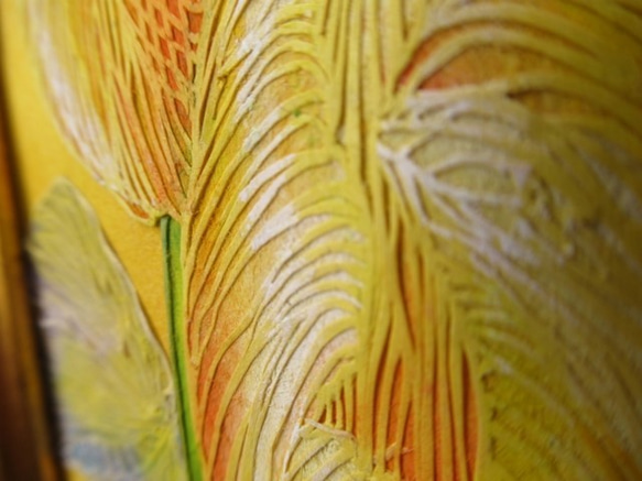 「王様のチューリップ」　春　切り絵　紙　黄色　蝶　金色 3枚目の画像