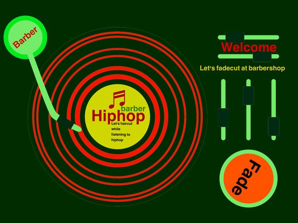 ターンテーブル hiphop welcomeロゴ バーバースタイル 1枚目の画像
