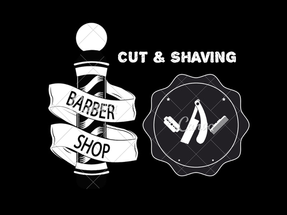 サインポール レザー ミニポスター barbershop 1枚目の画像