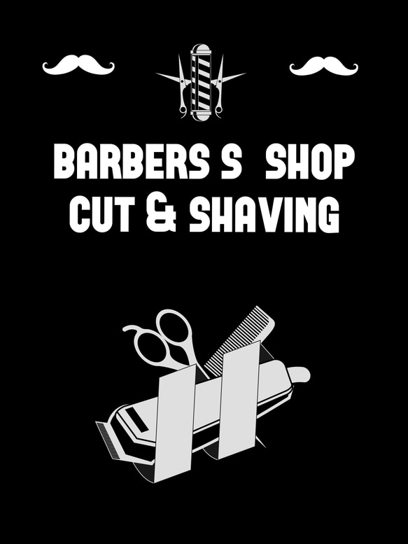 barbershop ロゴ tool 黒 ショップ名入れ無料 1枚目の画像