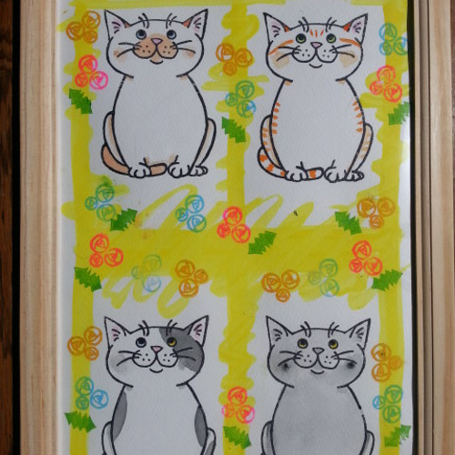 部屋が明るくなる猫軍団(原画) イラスト ニャオニャオ 通販｜Creema  