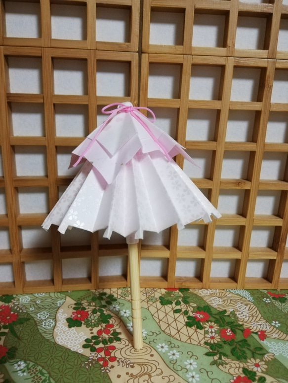 ミニチュア和傘　桜模様柄　ドール小物にも 3枚目の画像