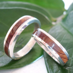 送料込み　屋久杉　特大リング夫婦こけし(刻印入り) 屋久杉ブライダルリング「添」Sou・・・（silverタイプ） 指輪