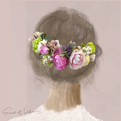 ❁Head Dress❁❁Wedding bouquet❁ピンクグラデのヘッドドレス typeA【31124-A】 5枚目の画像