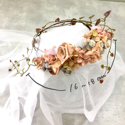 ❁Head Dress❁ヘッドドレス ヌードピンク　バラとカーネーション【#20625】 3枚目の画像