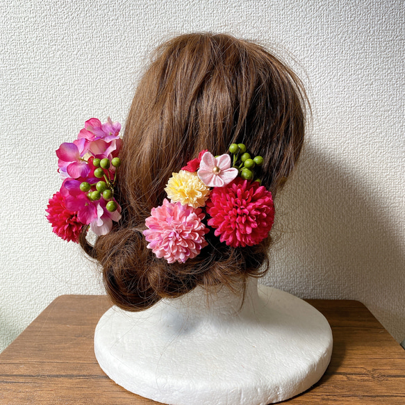 つまみ細工と造花の髪飾りセット【４】 3枚目の画像