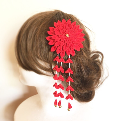 つまみ細工かんざし〜大菊の髪飾り〜 ヘッドドレス（アクセサリー 