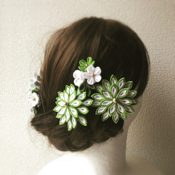 Megumi様専用  新緑の菊飾り 2枚目の画像