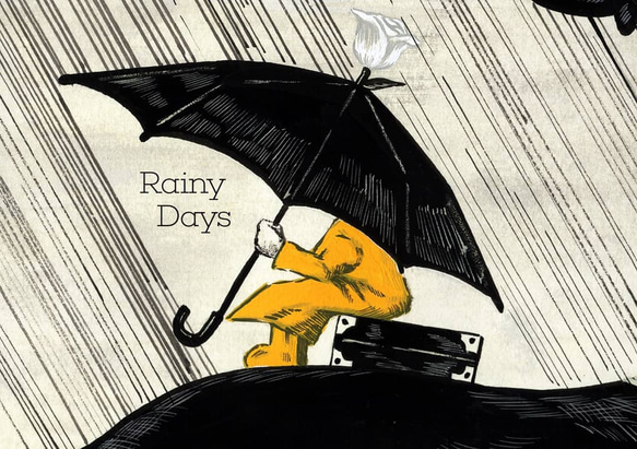你最喜歡的插圖卡（帆布加工）3件套[89.Rainy Days] 第3張的照片