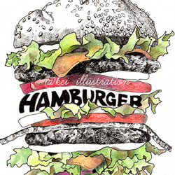 你最喜歡的插畫卡（帆布加工）3件套【26.美式漢堡】 第2張的照片